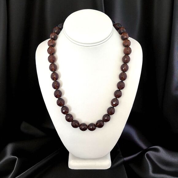 Vintage Joan Rivers Necklace Brown Faceted Czech Glass Beads 10W - Picture 3 of 4